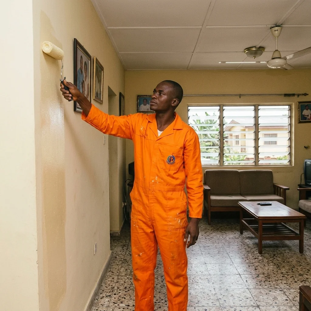 Professional Legend Paints painter carefully finishing an interior wall